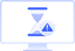 A computer screen with a sign and an hourglass

Description automatically generated